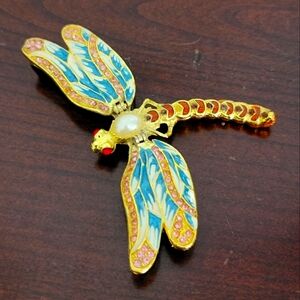 Vintage Dragonfly Trinket Box Adorned With Australian Crystals And A Pea…